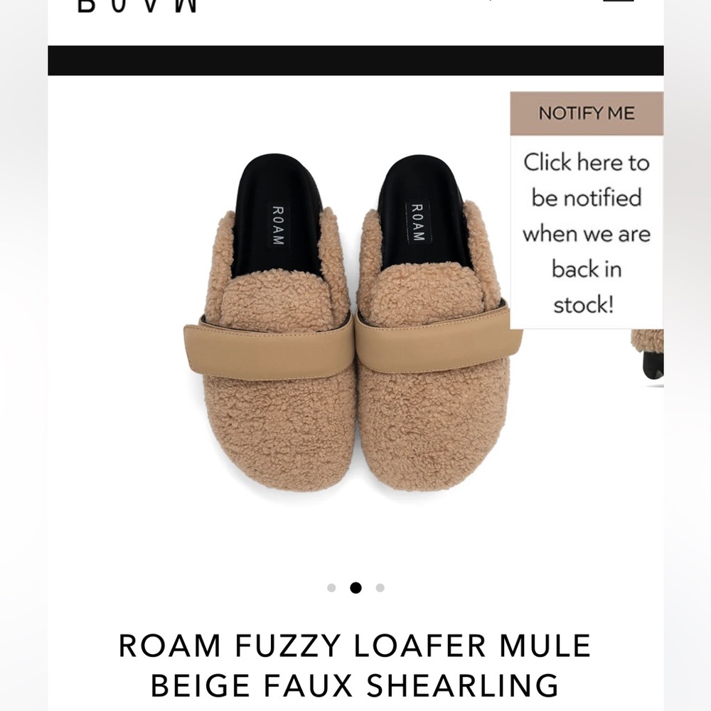 ROAM FUZZY LOAFER MULE FAUX SHEARLING